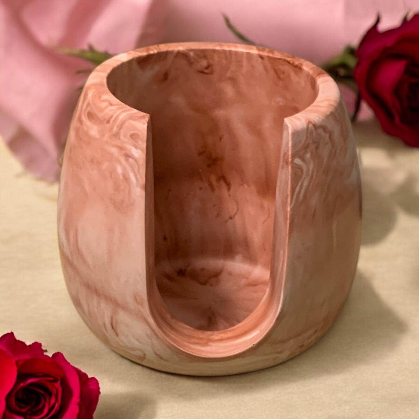 Brûleur pour Fondant Parfumé en Jesmonite Terracota marbré.